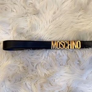 MOSCHINO black & gold leather belt - size IT38